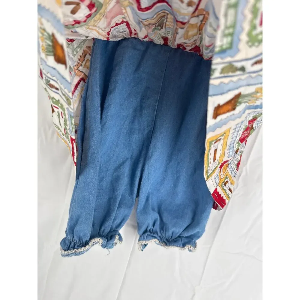 Chicken Noodle San Francisco baby dress/pants farm animals 100% cotton size 18m